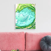Groene Abstracte oceaangolven verpakt canvas (Insitu (Woonkamer))