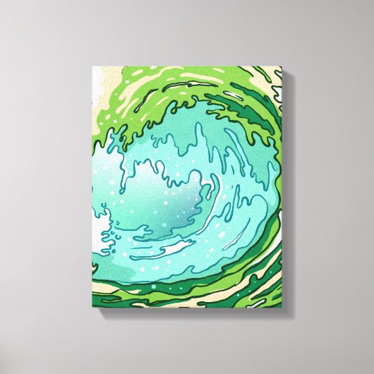 Groene Abstracte oceaangolven verpakt canvas (Voorkant)