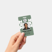 Groene Abstracte Ontwerp Personeelsfoto ID Bedrijf Badge (Handheld)