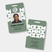 Groene Abstracte Ontwerp Personeelsfoto ID Bedrijf Badge (Voor- en achterkant)
