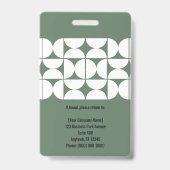 Groene Abstracte Ontwerp Personeelsfoto ID Bedrijf Badge (Achterkant)