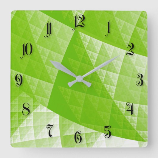 Groene abstracte patroon vierkante klok (Voorkant)