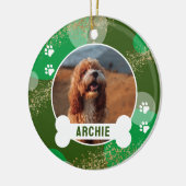 Groene Abstracte Paw Print Pet Photo Keramisch Ornament (Links)
