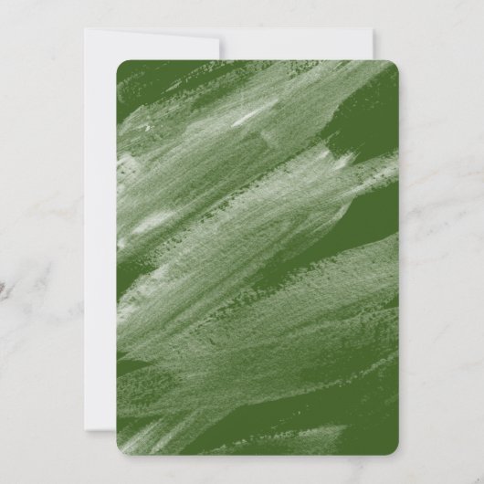 Groene Abstracte penseelstreken Foto Afstuderen Aankondiging (Achterkant)