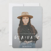 Groene Abstracte penseelstreken Foto Afstuderen Aankondiging (Voorkant)