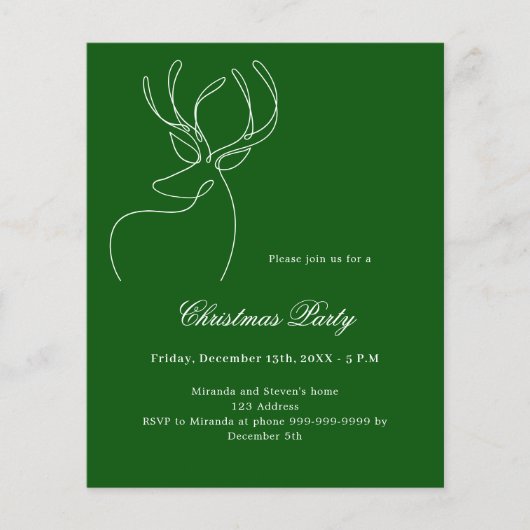 Groene abstracte rendier kerstfeest uitnodiging (Voorkant)