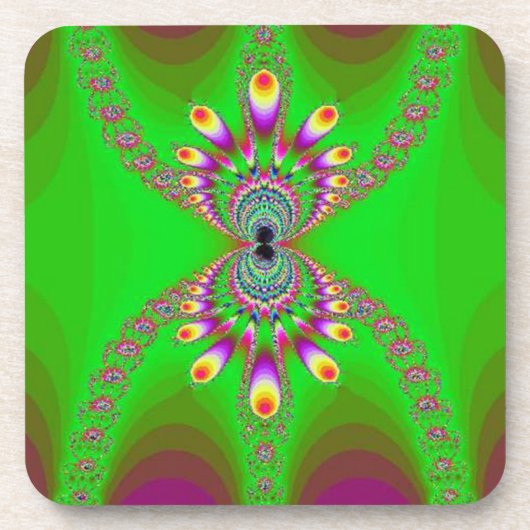 Groene Abstracte spin op Paars Onderzetter (Voorkant)