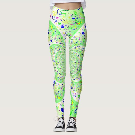 Groene Abstracte spiraal Leggings (Voorkant)