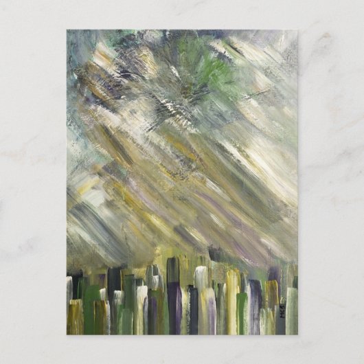 Groene Abstracte Urban City Fine Art Kaarten (Voorkant)