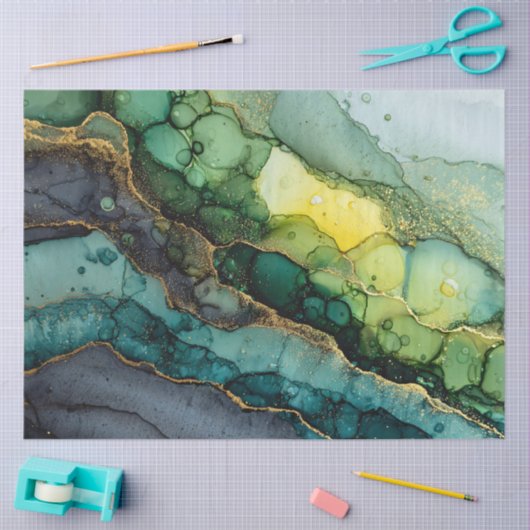 Groene Abstracte vloeistofkunst Tissuepapier (Craft)