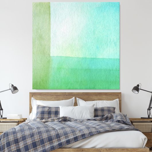 Groene Abstracte Waterverf Droommuur Canvas Afdruk (Insitu (Slaapkamer))