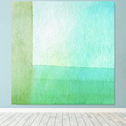 Groene Abstracte Waterverf Droommuur Canvas Afdruk (Insitu (Houten vloer))
