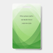 Groene Abstracte werknemer identiteitsbewijs met f Badge (Achterkant)