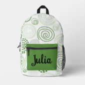 Groene Abstracte wervelingen gepersonaliseerd Bedrukte Rugzak (Voorkant)
