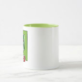 Groene abstractie met gedraaide rode vierkant mok (Midden)