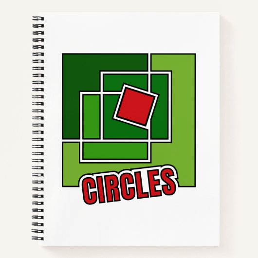 Groene abstractie met gedraaide rode vierkant notitieboek (Voorkant)