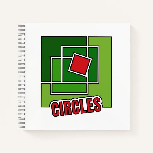 Groene abstractie met gedraaide rode vierkant notitieboek (Voorkant)