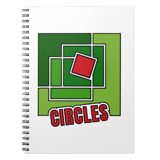 Groene abstractie met gedraaide rode vierkant notitieboek (Voorkant)