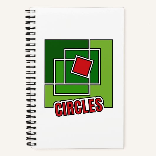 Groene abstractie met gedraaide rode vierkant notitieboek (Voorkant)