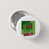 Groene abstractie met gedraaide rode vierkant ronde button 3,2 cm (Voorkant /achterkant)
