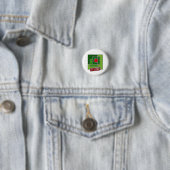 Groene abstractie met gedraaide rode vierkant ronde button 3,2 cm (In situ)