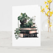 Groene academische boeken en planten kaart (Gele Bloem)