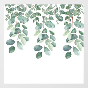 Groene achtergebleven eucalyptusbladeren. Stijl: O Raamsticker