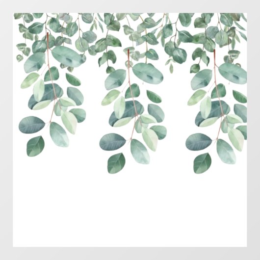 Groene achtergebleven eucalyptusbladeren. Stijl: O Raamsticker (Vel)