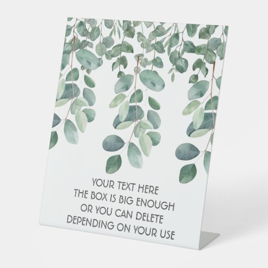 Groene achtergebleven eucalyptusbladeren. Stijl: O Reclamebord Met Voetstuk (Voorkant)