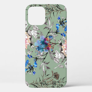 Groene achtergrond Bloemen Waterverf Patroon. Case-Mate iPhone Case