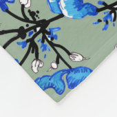 Groene achtergrond Bloemen Waterverf Patroon. Fleece Deken (Hoek)