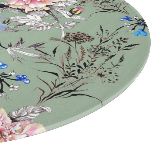 Groene achtergrond Bloemen Waterverf Patroon. Snijplank (Hoek)