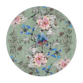 Groene achtergrond Bloemen Waterverf Patroon. Snijplank (Voorkant)