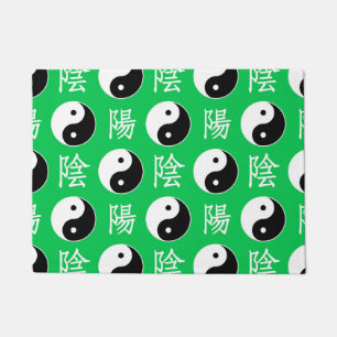 Groene achtergrond Chinees Yinyang patroon Deurmat