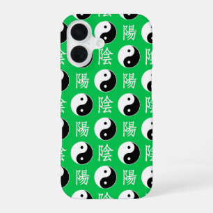 Groene achtergrond Chinees Yinyang patroon iPhone 16 Hoesje