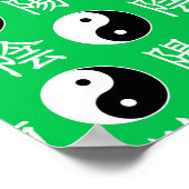 Groene achtergrond Chinees Yinyang patroon Poster (Hoek)