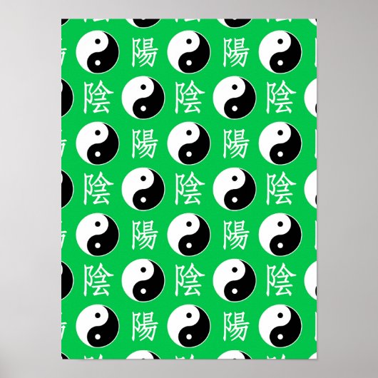 Groene achtergrond Chinees Yinyang patroon Poster (Voorkant)