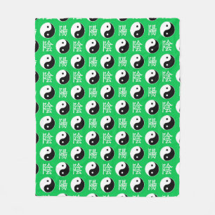 Groene achtergrond Chinese Yinyang-patroon Fleece Deken