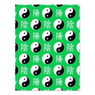 Groene achtergrond Chinese Yinyang-patroon Foto Afdruk