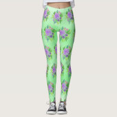 Groene achtergrond en boeket leggings (Voorkant)