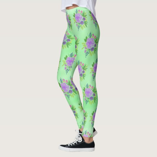 Groene achtergrond en boeket leggings (Links)