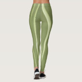 Groene achtergrond en witte golvende strepen leggings (Achterkant)