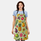 Groene achtergrond fruit en groenten ontwerp schort (Gedragen)