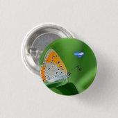 Groene achtergrond & gele,witte vlinder & spin ronde button 3,2 cm (Voorkant /achterkant)