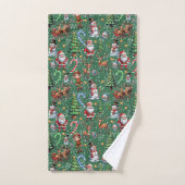 Groene Achtergrond Kerst Decoratiepatroon Bad Handdoek (Handdoek)