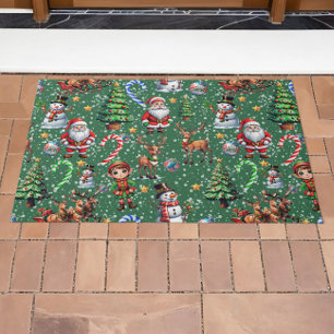 Groene Achtergrond Kerst Decoratiepatroon Deurmat