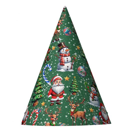 Groene Achtergrond Kerst Decoratiepatroon Feesthoedjes (Voorkant)