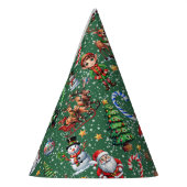 Groene Achtergrond Kerst Decoratiepatroon Feesthoedjes (Links)