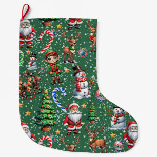 Groene Achtergrond Kerst Decoratiepatroon Grote Kerstsok