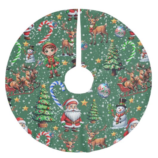 Groene Achtergrond Kerst Decoratiepatroon Kerstboom Rok (Voorkant)